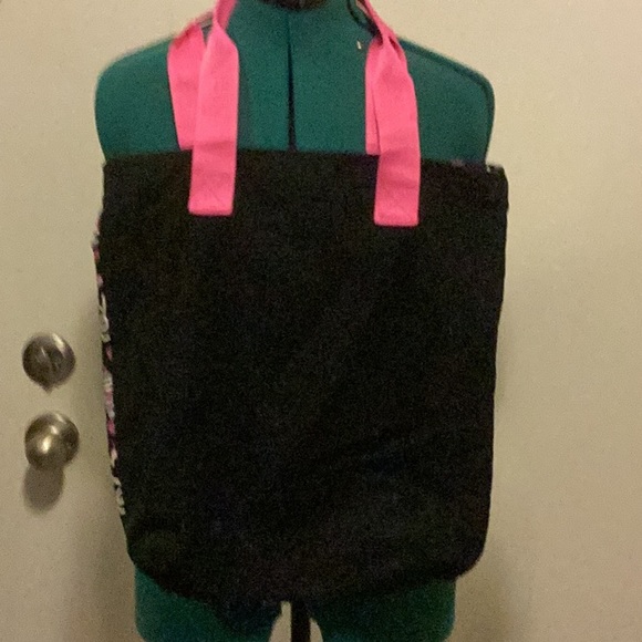 16 by 15 Peace & Love Canvas Tote bag, Black/White striped Canvas bag - Picture 5 of 10